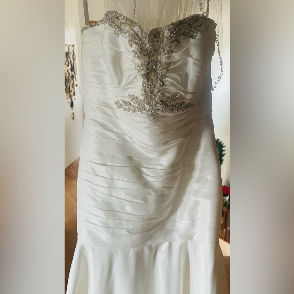 Chic Strapless Ivory Wedding Gown - Fit & Flare - Picture 7 of 12